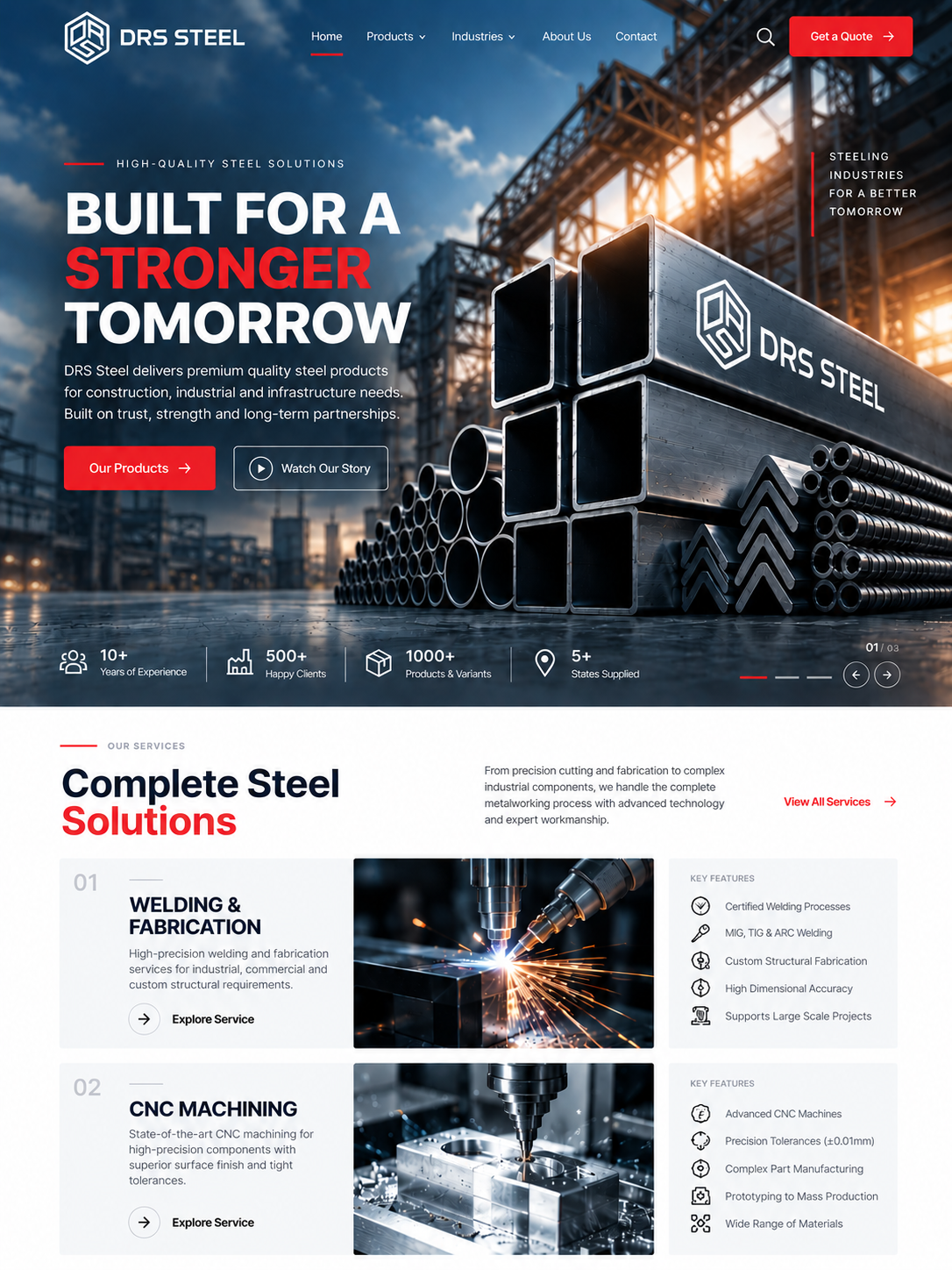 DRS Steel - landing Page